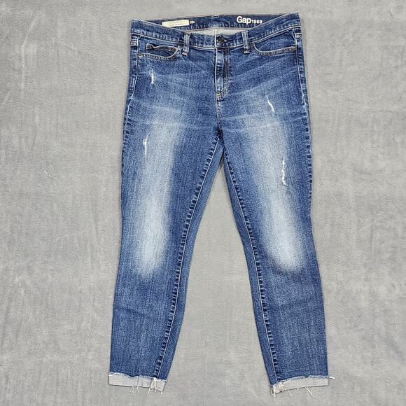Gap 1969 Jeans Authentic True Skinny Cuffed Ankle Mid Rise Size 29 Regular - Picture 1 of 10